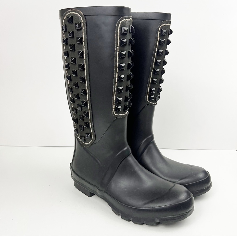BcbgMaxazria Studded Black Rain Boots Size 6